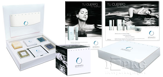 PLV atashi: estuche, display, caja presentadora.